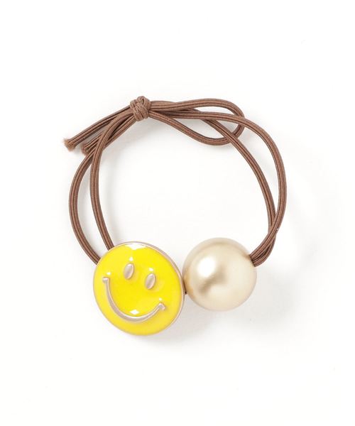 Fun & Daily（ファンアンドデイリー）の「F&D : スマイル＆ボールヘアゴム（ヘアゴム・レディース・ブラウン/グリーン/ブラック/グレー/ピンク/イエロー・FREE）」の5枚目の写真