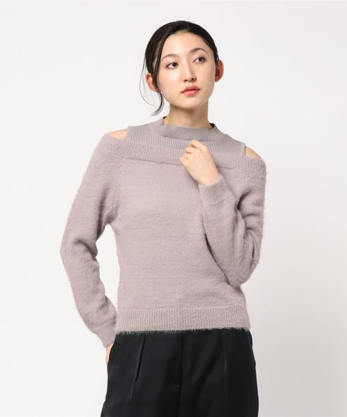 KOBE LETTUCE（コウベレタス）の「ショルダー開きハイネックシャギーニットトップス＊レディース/セーター[C3605]神戸レタス（ニット/セーター・レディース・ブラック/アイボリー/ピンク系その他・FREE）」の3枚目の写真