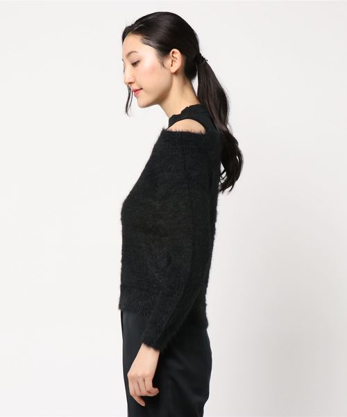 KOBE LETTUCE（コウベレタス）の「ショルダー開きハイネックシャギーニットトップス＊レディース/セーター[C3605]神戸レタス（ニット/セーター・レディース・ブラック/アイボリー/ピンク系その他・FREE）」の4枚目の写真