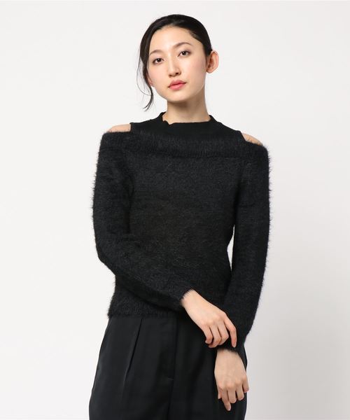 KOBE LETTUCE（コウベレタス）の「ショルダー開きハイネックシャギーニットトップス＊レディース/セーター[C3605]神戸レタス（ニット/セーター・レディース・ブラック/アイボリー/ピンク系その他・FREE）」の6枚目の写真