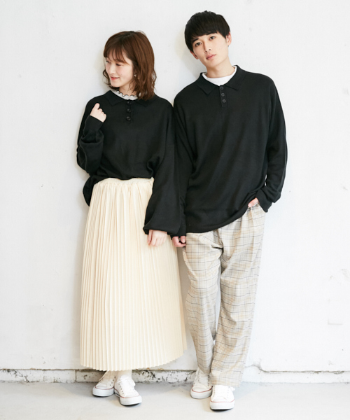 PairPair（ペアペア）の「ミラノリブ編みニットポロシャツ（ニット/セーター・メンズ・ライトグレー/ブラック/カーキ・FREE）」の2枚目の写真