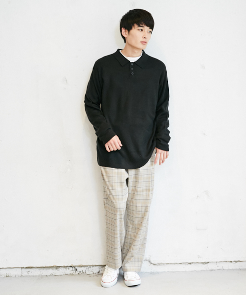 PairPair（ペアペア）の「ミラノリブ編みニットポロシャツ（ニット/セーター・メンズ・ライトグレー/ブラック/カーキ・FREE）」の5枚目の写真