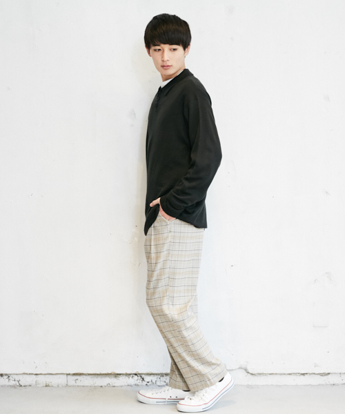PairPair（ペアペア）の「ミラノリブ編みニットポロシャツ（ニット/セーター・メンズ・ライトグレー/ブラック/カーキ・FREE）」の6枚目の写真