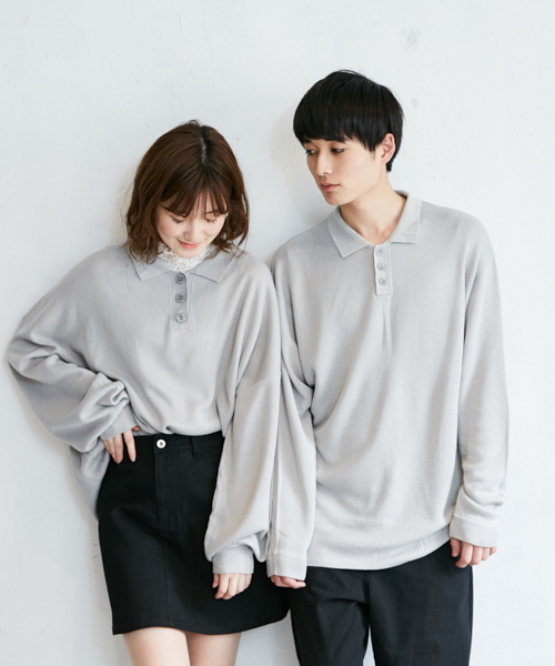 PairPair（ペアペア）の「ミラノリブ編みニットポロシャツ（ニット/セーター・メンズ・ライトグレー/ブラック/カーキ・FREE）」の11枚目の写真