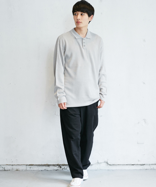 PairPair（ペアペア）の「ミラノリブ編みニットポロシャツ（ニット/セーター・メンズ・ライトグレー/ブラック/カーキ・FREE）」の12枚目の写真