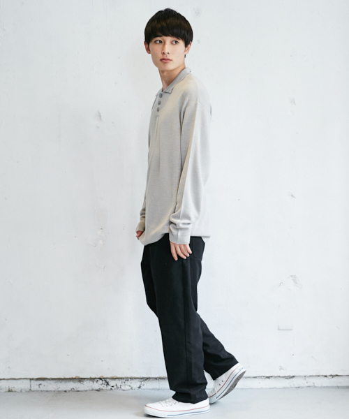 PairPair（ペアペア）の「ミラノリブ編みニットポロシャツ（ニット/セーター・メンズ・ライトグレー/ブラック/カーキ・FREE）」の13枚目の写真