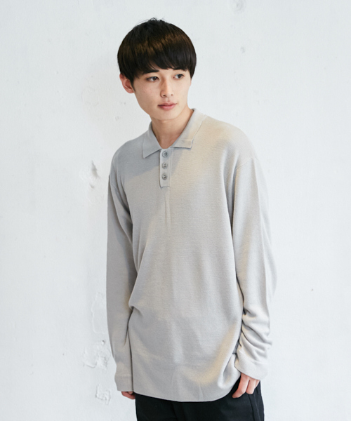 PairPair（ペアペア）の「ミラノリブ編みニットポロシャツ（ニット/セーター・メンズ・ライトグレー/ブラック/カーキ・FREE）」の15枚目の写真