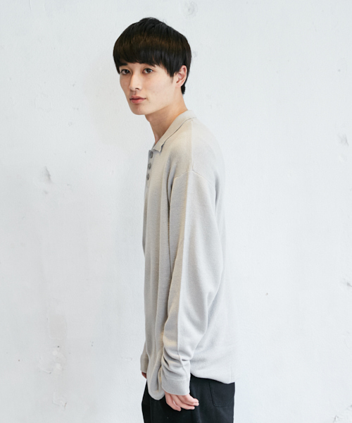 PairPair（ペアペア）の「ミラノリブ編みニットポロシャツ（ニット/セーター・メンズ・ライトグレー/ブラック/カーキ・FREE）」の16枚目の写真