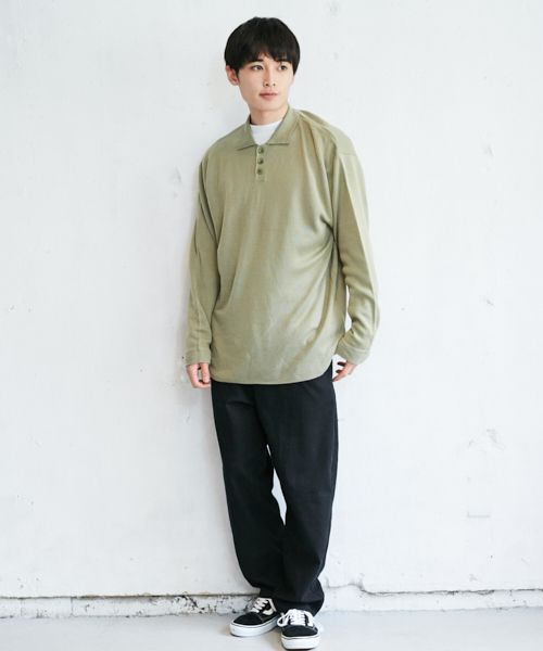 PairPair（ペアペア）の「ミラノリブ編みニットポロシャツ（ニット/セーター・メンズ・ライトグレー/ブラック/カーキ・FREE）」の19枚目の写真