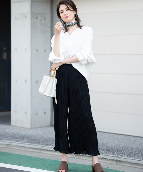 Aunt Marie's（アントマリーズ）の「AUNT MARIE'S  プリーツロングワイドパンツ（その他パンツ・レディース・ホワイト/ブラック/ナチュラル・FREE）」の9枚目の写真