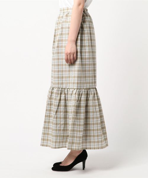 STYLEBLOCK（スタイルブロック）の「先染めチェックティアードマキシスカート（スカート・レディース・ネイビー/ベージュ/ホワイト・M）」の5枚目の写真