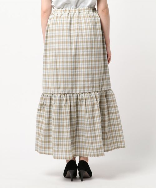 STYLEBLOCK（スタイルブロック）の「先染めチェックティアードマキシスカート（スカート・レディース・ネイビー/ベージュ/ホワイト・M）」の4枚目の写真