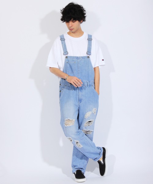 Beautiful Harmony（ビューティフルハーモニー）の「クラッシュ デニム オーバーオール（サロペット/オーバーオール・メンズ・ブルー系その他2/インディゴブルー/ブルー/ブルー系その他・FREE）」の3枚目の写真