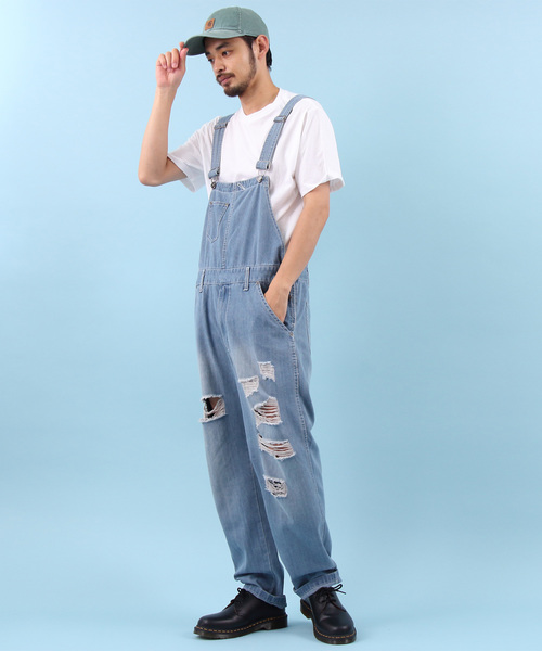 【セール】クラッシュ デニム オーバーオール（サロペット/オーバーオール）｜Beautiful Harmony（ビューティフルハーモニー）