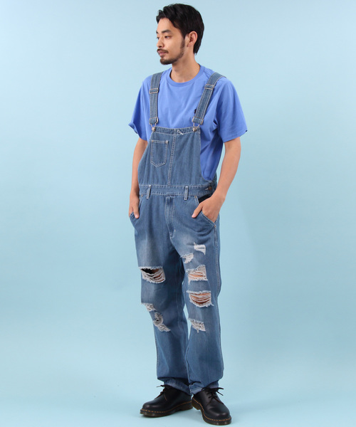 【セール】クラッシュ デニム オーバーオール（サロペット/オーバーオール）｜Beautiful Harmony（ビューティフルハーモニー）