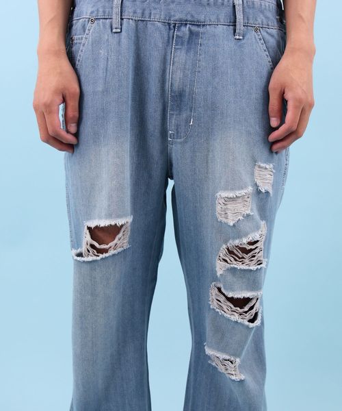 【セール】クラッシュ デニム オーバーオール（サロペット/オーバーオール）｜Beautiful Harmony（ビューティフルハーモニー）