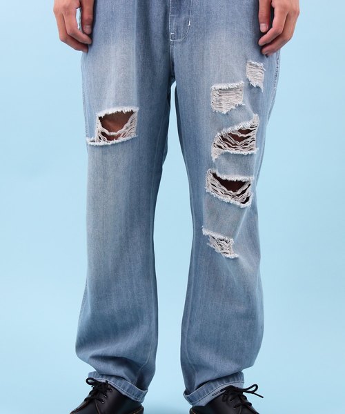 【セール】クラッシュ デニム オーバーオール（サロペット/オーバーオール）｜Beautiful Harmony（ビューティフルハーモニー）