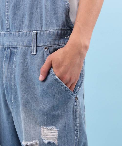 【セール】クラッシュ デニム オーバーオール（サロペット/オーバーオール）｜Beautiful Harmony（ビューティフルハーモニー）