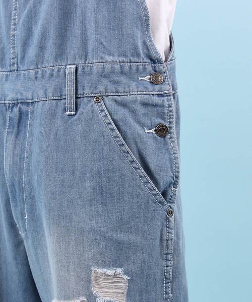 【セール】クラッシュ デニム オーバーオール（サロペット/オーバーオール）｜Beautiful Harmony（ビューティフルハーモニー）