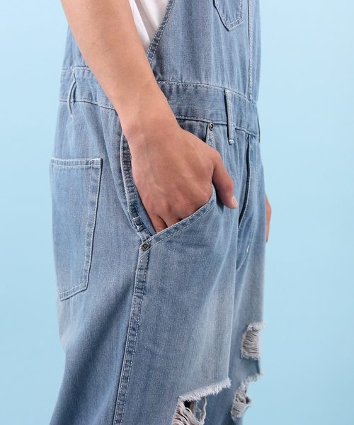 【セール】クラッシュ デニム オーバーオール（サロペット/オーバーオール）｜Beautiful Harmony（ビューティフルハーモニー）