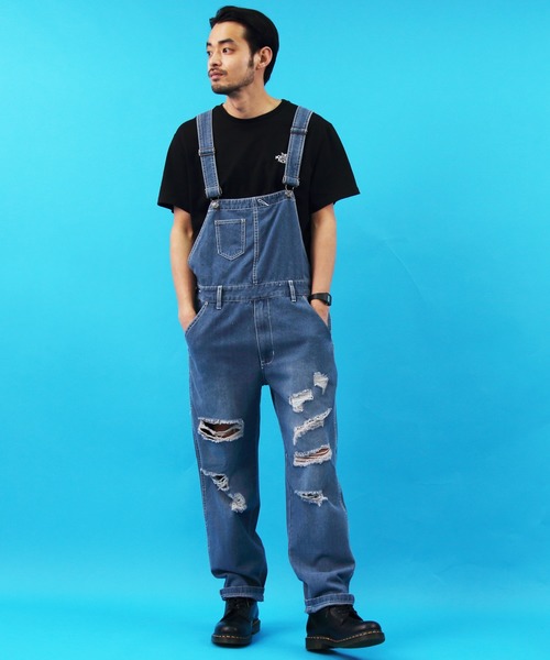 【セール】クラッシュ デニム オーバーオール（サロペット/オーバーオール）｜Beautiful Harmony（ビューティフルハーモニー）