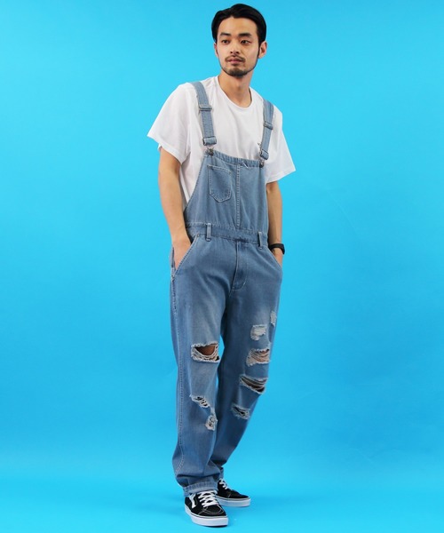 【セール】クラッシュ デニム オーバーオール（サロペット/オーバーオール）｜Beautiful Harmony（ビューティフルハーモニー）