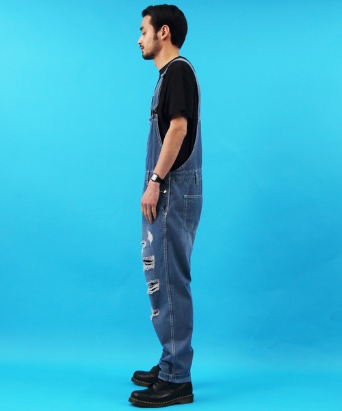 【セール】クラッシュ デニム オーバーオール（サロペット/オーバーオール）｜Beautiful Harmony（ビューティフルハーモニー）