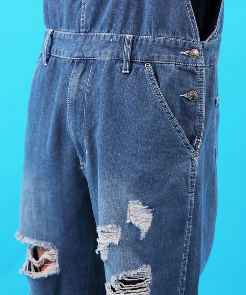 【セール】クラッシュ デニム オーバーオール（サロペット/オーバーオール）｜Beautiful Harmony（ビューティフルハーモニー）