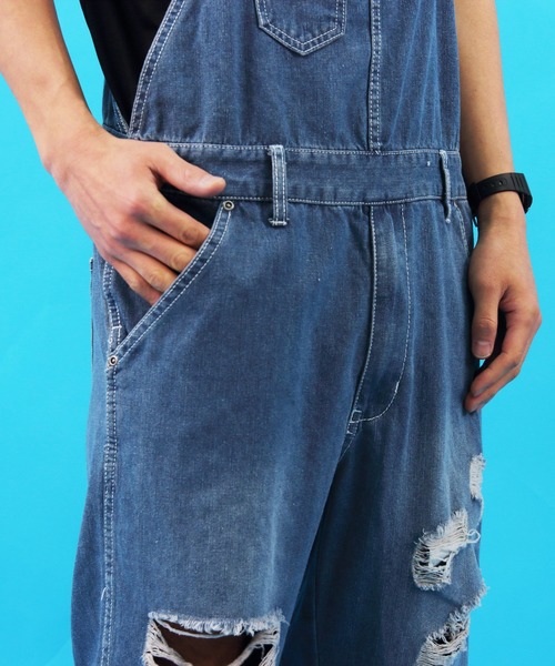 【セール】クラッシュ デニム オーバーオール（サロペット/オーバーオール）｜Beautiful Harmony（ビューティフルハーモニー）