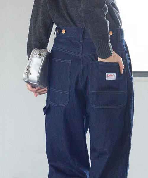 SMITH'S(スミス)の「SMITH別注 デニムペインターパンツ(デニムパンツ・レディース・ネイビー・LARGE/MEDIUM/SMALL)」の1枚目の写真