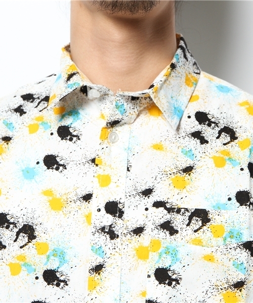 WEGO（ウィゴー）の「WEGO/ペイントパターン半袖シャツ（シャツ/ブラウス・メンズ・ホワイト/ホワイト系その他・MEDIUM/LARGE）」の7枚目の写真
