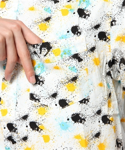 WEGO（ウィゴー）の「WEGO/ペイントパターン半袖シャツ（シャツ/ブラウス・メンズ・ホワイト/ホワイト系その他・MEDIUM/LARGE）」の9枚目の写真