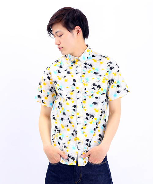 WEGO（ウィゴー）の「WEGO/ペイントパターン半袖シャツ（シャツ/ブラウス・メンズ・ホワイト/ホワイト系その他・MEDIUM/LARGE）」の11枚目の写真