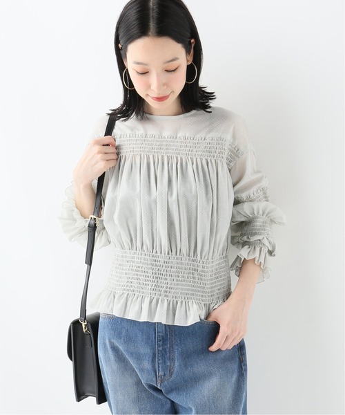 SLOBE IENA(スローブイエナ)の「AVERY ROW MARBLE SHIRRING SMOCK トップス(その他トップス・レディース・ホワイト/ブラック・FREE)」の2枚目の写真