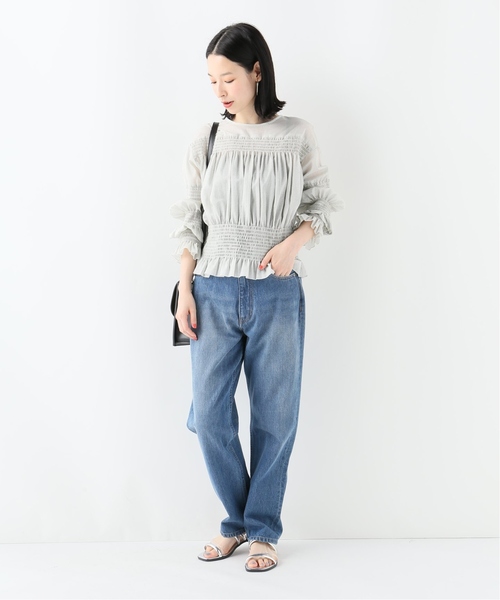 SLOBE IENA(スローブイエナ)の「AVERY ROW MARBLE SHIRRING SMOCK トップス(その他トップス・レディース・ホワイト/ブラック・FREE)」の5枚目の写真