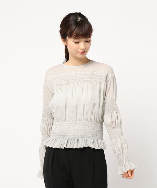 SLOBE IENA(スローブイエナ)の「AVERY ROW MARBLE SHIRRING SMOCK トップス(その他トップス・レディース・ホワイト/ブラック・FREE)」の7枚目の写真