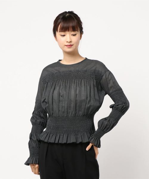 SLOBE IENA(スローブイエナ)の「AVERY ROW MARBLE SHIRRING SMOCK トップス(その他トップス・レディース・ホワイト/ブラック・FREE)」の8枚目の写真