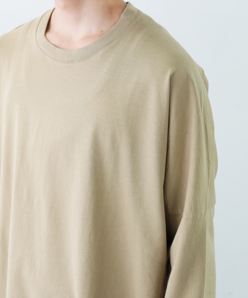 KAZUYUKI KUMAGAI ATTACHMENT（カズユキクマガイアタッチメント）の「40/2ソフトオーガニック クルーネックドルマンL/S（Tシャツ/カットソー・メンズ・ライトブラウン/ライトカーキ/オフホワイト/ブラック/ホワイト/ライトベージュ/ライトグリーン・1/2/3）」の18枚目の写真