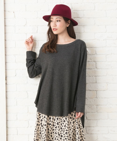 EVLOVE（イヴロヴ）の「【 大きいサイズ レディース 】 EVLOVE （ イヴロヴ ） カットソー  ハニカム ラウンドヘム プルオーバー（Tシャツ/カットソー・レディース・アイボリー/チャコールグレー/ブルー・13号/15号）」の2枚目の写真
