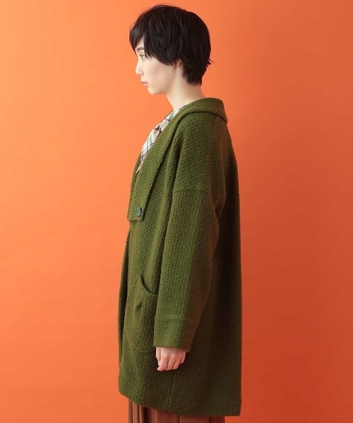 Jocomomola（ホコモモラ）の「オーバーサイズニットコート（その他アウター・レディース・ブラック/グリーン・40）」の5枚目の写真