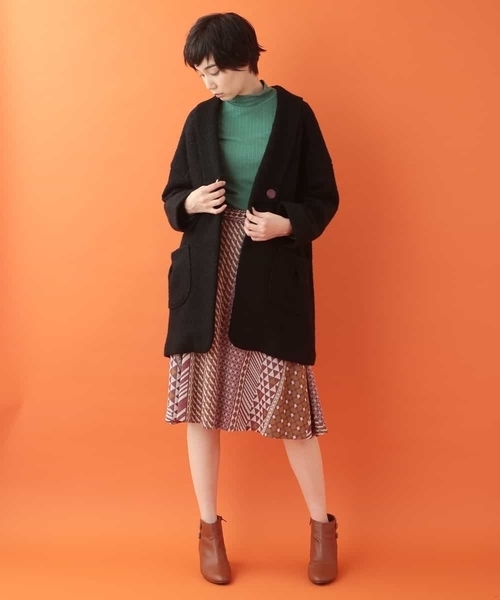 Jocomomola（ホコモモラ）の「オーバーサイズニットコート（その他アウター・レディース・ブラック/グリーン・40）」の11枚目の写真