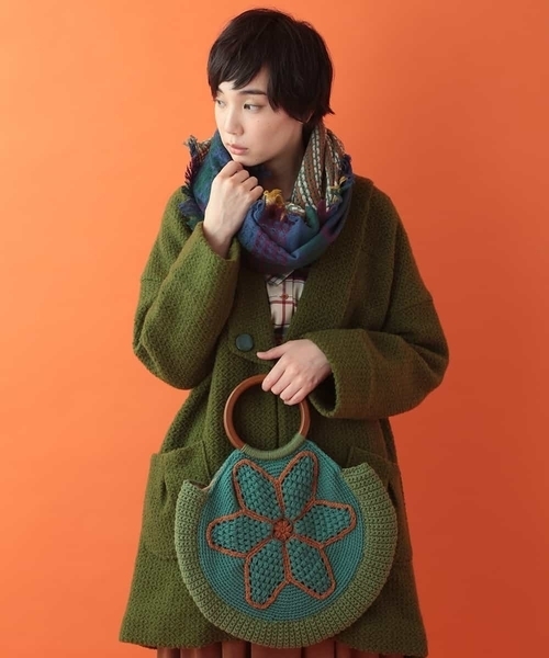 Jocomomola（ホコモモラ）の「オーバーサイズニットコート（その他アウター・レディース・ブラック/グリーン・40）」の13枚目の写真