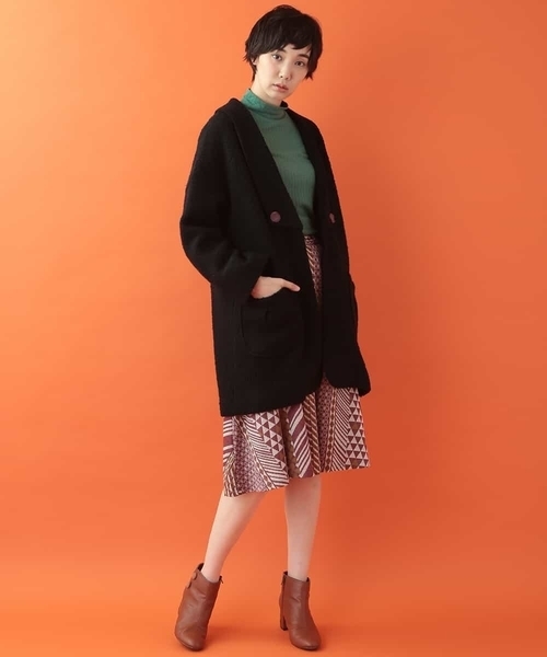 Jocomomola（ホコモモラ）の「オーバーサイズニットコート（その他アウター・レディース・ブラック/グリーン・40）」の15枚目の写真