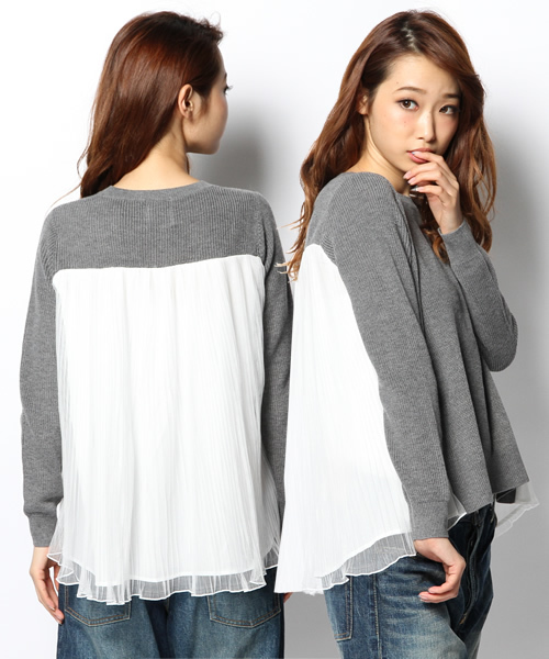 Ray BEAMS（レイビームス）の「Ray BEAMS / プリーツ チュールバック プルオーバー（ニット/セーター・レディース・シルバー/ブラック・ONE SIZE）」の20枚目の写真