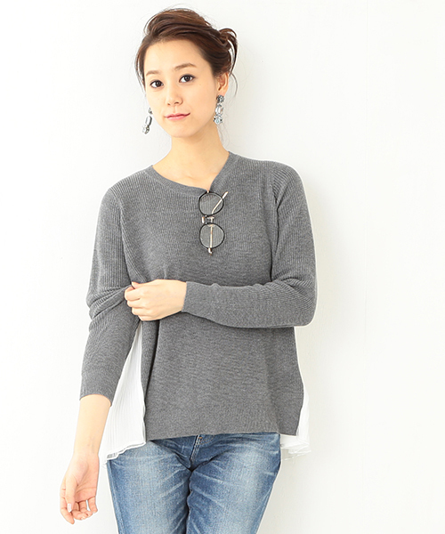 Ray BEAMS（レイビームス）の「Ray BEAMS / プリーツ チュールバック プルオーバー（ニット/セーター・レディース・シルバー/ブラック・ONE SIZE）」の21枚目の写真