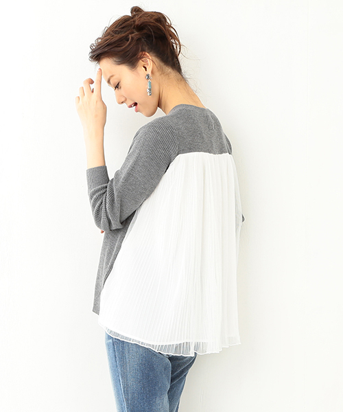 Ray BEAMS（レイビームス）の「Ray BEAMS / プリーツ チュールバック プルオーバー（ニット/セーター・レディース・シルバー/ブラック・ONE SIZE）」の22枚目の写真