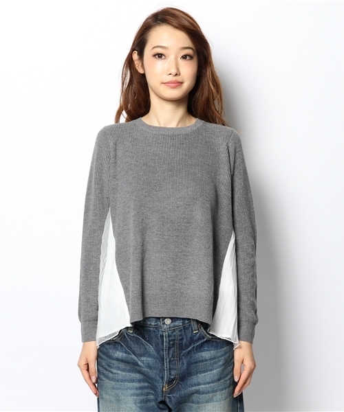 Ray BEAMS（レイビームス）の「Ray BEAMS / プリーツ チュールバック プルオーバー（ニット/セーター・レディース・シルバー/ブラック・ONE SIZE）」の3枚目の写真