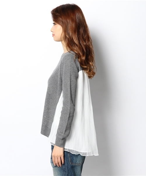 Ray BEAMS（レイビームス）の「Ray BEAMS / プリーツ チュールバック プルオーバー（ニット/セーター・レディース・シルバー/ブラック・ONE SIZE）」の4枚目の写真