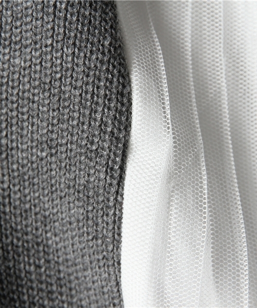 Ray BEAMS（レイビームス）の「Ray BEAMS / プリーツ チュールバック プルオーバー（ニット/セーター・レディース・シルバー/ブラック・ONE SIZE）」の9枚目の写真