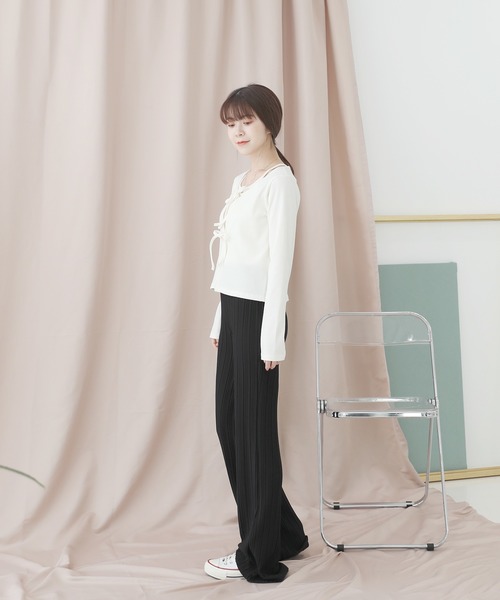 by muni:r(バイ ムニール)の「しわ加工ロングゴムパンツ(スラックス・レディース・オレンジ/アイボリー/ブラック/ベージュ・FREE)」の16枚目の写真